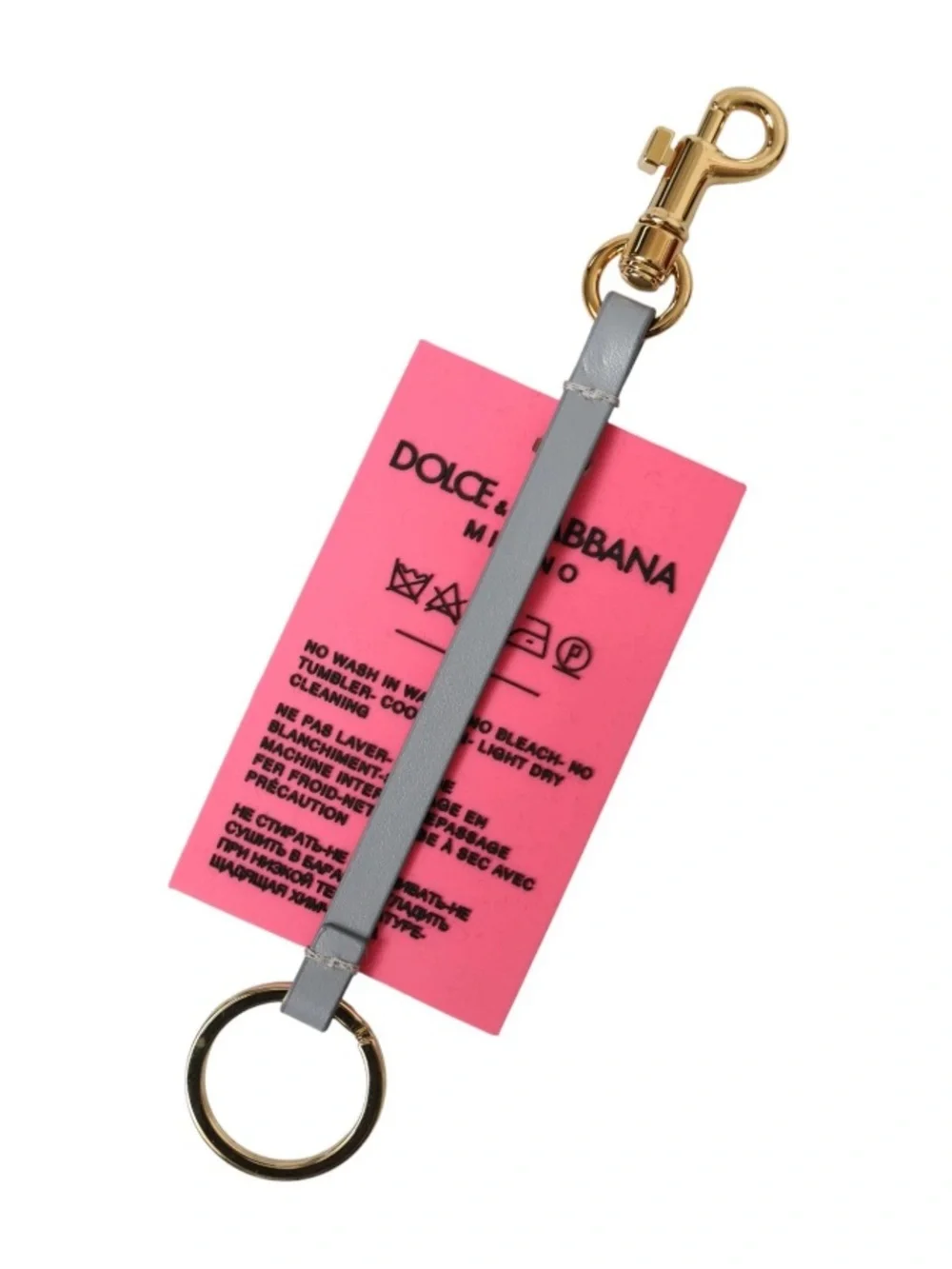 D&G Pink 'I ♥ D&G' Pink Key Tag with Gold Clip